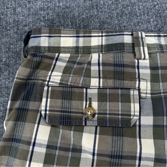 LL‎ Bean Shorts Mens 40 Plaid 9" Cargo Y2K Outdoor Casual Beach Green Blue Beige - Picture 7 of 12
